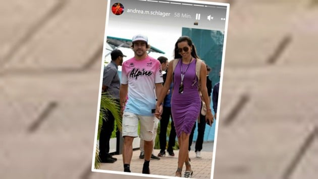 Fernando Alonso (li.), Andrea Schlager (Bild: Instagram.com/andrea.m.schlager)