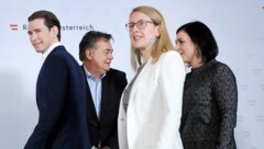 Drei von vier Politikern auf diesem Bild sind zurückgetreten - wenn es nach SPÖ und FPÖ geht, bleibt auch Werner Kogler nicht mehr lange Vizekanzler (Foto von Jänner 2020). (Bild: APA/ROLAND SCHLAGER)