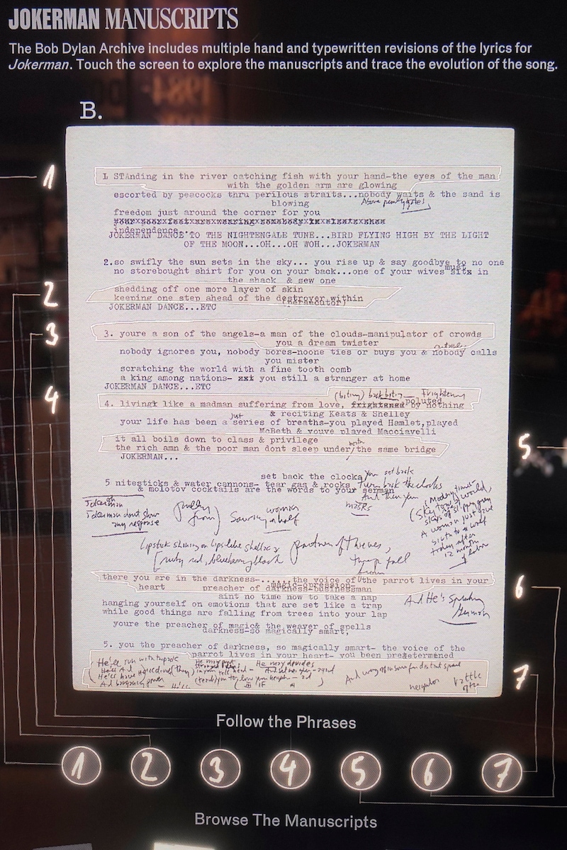 Manuskript für „Jokerman“ (Bild: Bob Dylan Center, Tulsa, Okla., via AP)