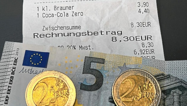 Brot, Salat, Kaffee-Trinken im Lokal: Wenn die Kunden die Rechnung serviert bekommen, trifft viele fast der Schlag. Preise, die früher undenkbar waren, sind nun bittere Realität. (Bild: Jauschowetz Christian)