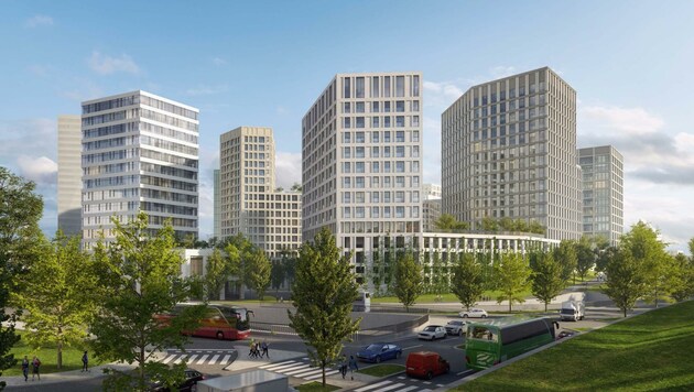 Laut Stadt soll das Megaprojekt bis 2030 finalisiert sein, die Post selbst spricht von 2033. (Bild: Nussbaumer Architekten ZT GmbH / Expressiv GmbH)