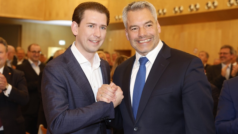 Kurz handed over office and party to Nehammer. (Bild: APA/Erwin Scheriau)