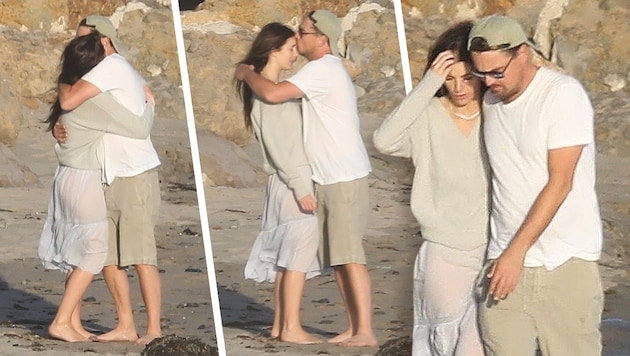Leonardo DiCaprio tröstet seine Freundin Camila Morrone. (Bild: PPS, Krone KREATIV)