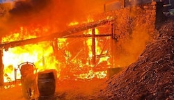 In Flammen stand die Scheune der Burgruine Senftenberg (Bild: Freiwillige Feuerwehr Senftenberg)