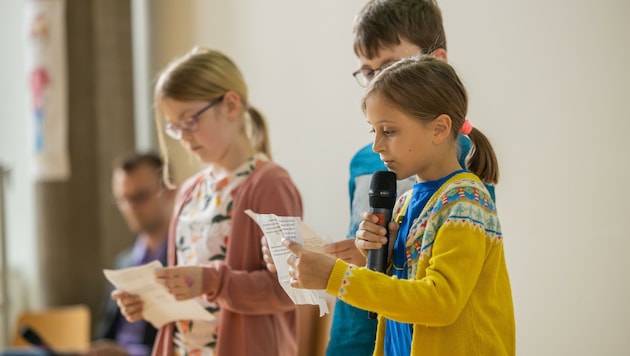 Volksschüler nahmen einen wichtigen Part der Präsentation der interaktiven Plattform ein. (Bild: 2022psb/c.kollerics)