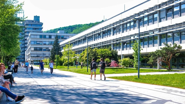 Friedlich prangt der Campus der JKU in Linz im satten Maiengrün. Doch unter der sonnigen Kulisse gärt und brodelt es düster wegen der geplanten Digital-TU. (Bild: Einöder Horst)