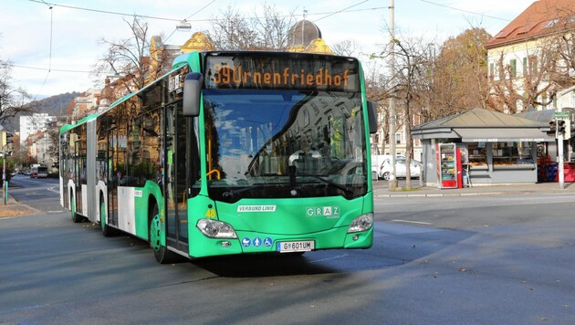 Ein Linienbus in Graz kollidierte mit einem Fahrradkurier (Symbolbild) (Bild: Christian Jauschowetz)