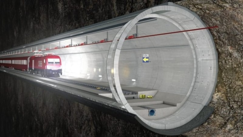 Mit bis zu 250 km/h sollen ab Ende 2025 die ersten Züge durch den Koralmtunnel rollen. Jetzt wird auch auf der Kärntner Seite mit dem Gleisbau begonnen. (Bild: ÖBB/3D-Schmiede)