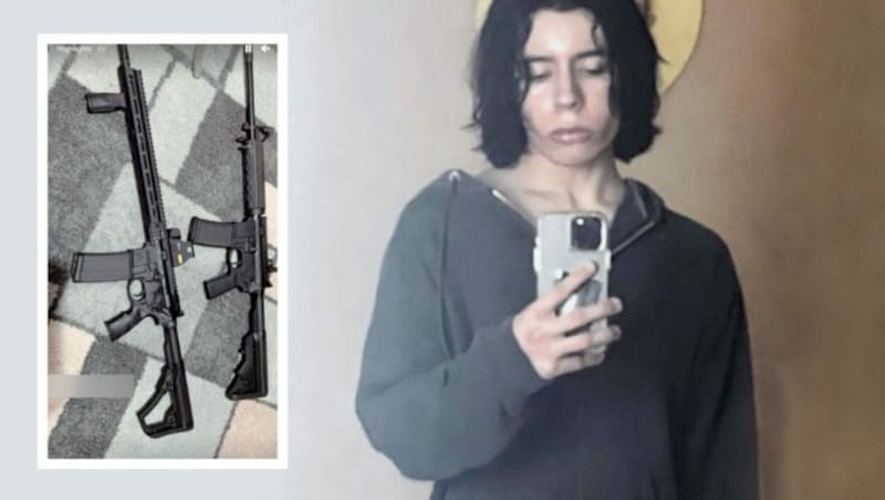 Der 18-Jährige postete wenige Tage vor dem Massaker ein Selfie und ein Foto von zwei halb automatischen Gewehren. (Bild: Krone KREATIV, Instagram)