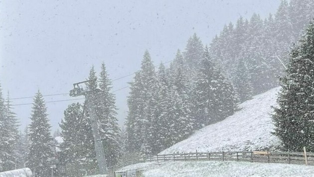 Schnee auf der Mutterer Alm bei Innsbruck (Bild: zVg)