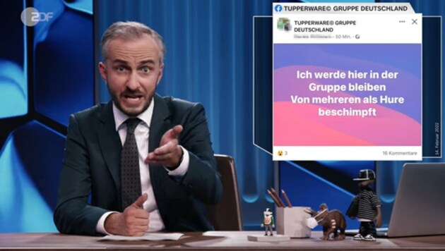 In seiner jüngsten Sendung zeigte Satiriker Jan Böhmermann auf, dass Ermittlungen wegen Hass im Netz allzu oft ins Leere laufen. (Bild: YouTube.com/ZDF Magazin Royale)