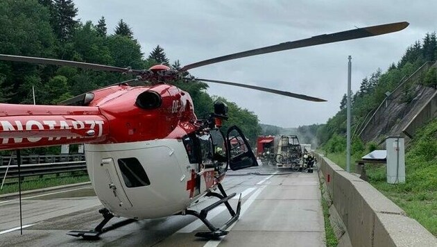 Der Rettungshubschrauber RK1 flog den Verletzten nach Graz (Bild: ARA Flugrettung)