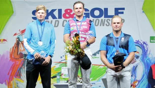 Das Siegertrio: Jan Knobloch, Michael Vonbank und Bernard Neumayer (v. li.). (Bild: Ski&Golf Worldcup)