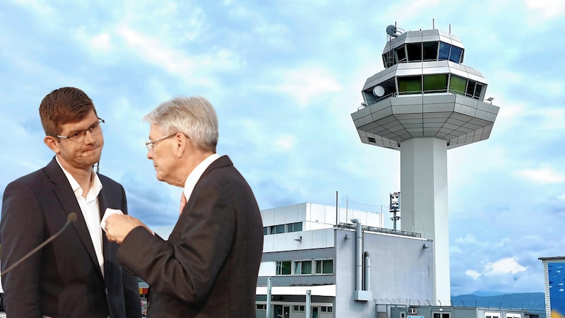 LH Peter Kaiser und VP-Chef Martin Gruber investieren viel Geld in den Flughafen. (Bild: Hronek/ Eggenberger)