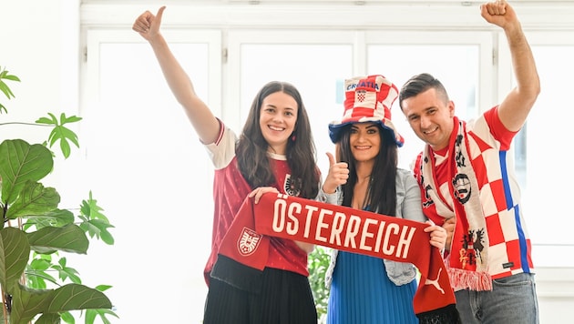 Marija Gavrić, Dijana Grabovac und Stipo Luketina sind nicht nur drei oberösterreichische SPÖ-Politiker, sie haben auch kroatische Wurzeln. Für sie ist das Fußball-Ländermatch Kroatien gegen Österreich deshalb ein ganz besonderes Spiel. (Bild: Wenzel Markus)