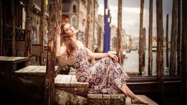 Lindas Fotoshooting in Venedig mit Couture von US-Designerin Erika Suess. (Bild: Eva Drosdek Fotodesign)