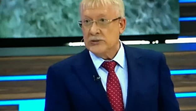 Der russische Abgeordnete Oleg Morosow in der besagten Talkshow des staatlichen Fernsehens Rossija-1 (Bild: Screenshot/Twitter.com)