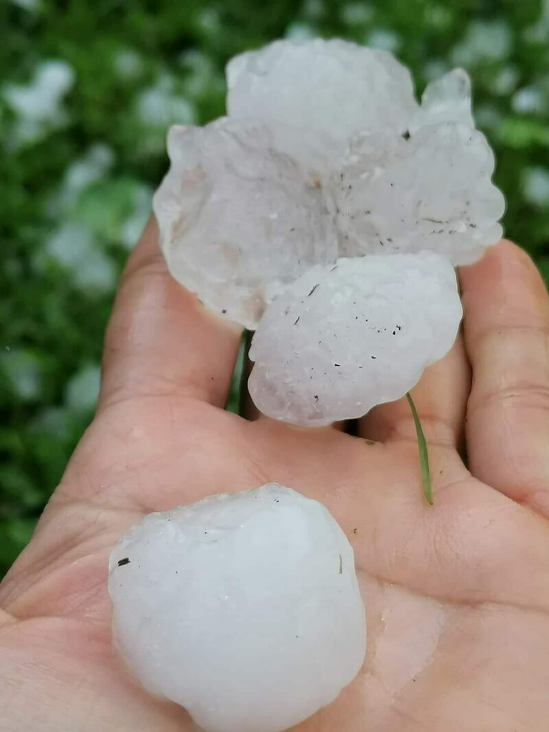 „Krone“-Leserin Hermine Karner hat die großen Hagelbälle in Völkermarkt fotografiert. (Bild: Hermine Karner)