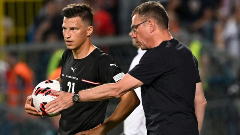 Stefan Lainer und Trainer Ralf Rangnick (Bild: APA/ROBERT JAEGER)