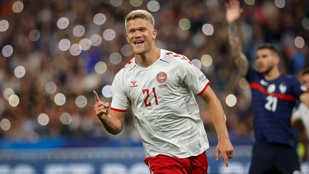 Andreas Cornelius (21) war mit zwei Toren Dänemarks Matchwinner beim 2:1 in Frankreich. (Bild: AP)