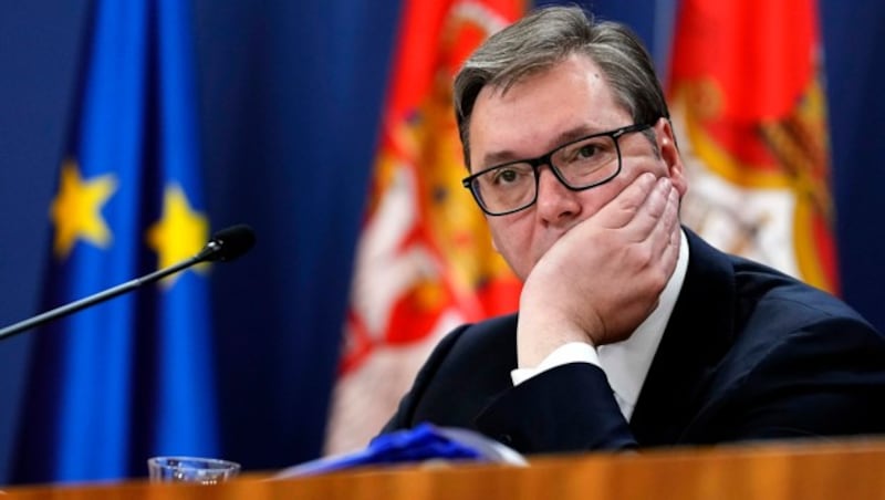 Der serbische Präsident Aleksandar Vucic (Bild: AP)