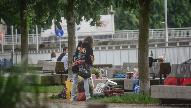 Wochenlang lebte die Obdachlose am Kufsteiner Fischergries. (Bild: Hubert Berger)