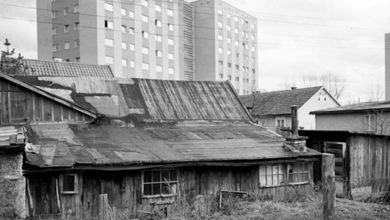 Das Hochhaus in der Fasaneriestraße 8 in den 1960er Jahren. (Bild: Landesarchiv Salzburg)