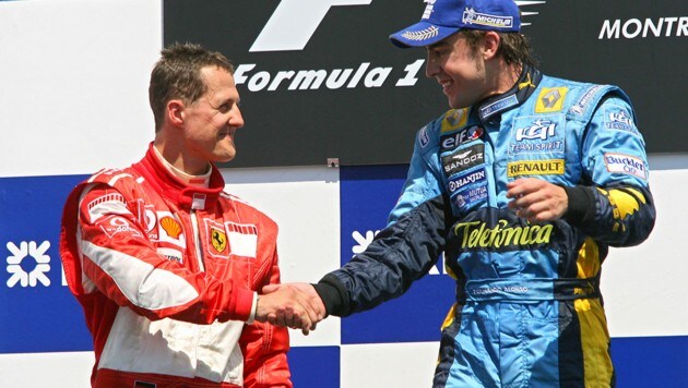 Michael Schumacher (li.) und Fernando Alonso im Jahr 2006 (Bild: GEPA )