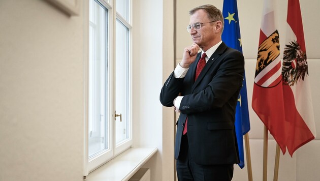 Als „herausfordernd“ bezeichnet Stelzer die Lage der ÖVP, Rücktritte weiterer ÖVP-Granden erwarte er vorerst aber nicht. (Bild: Alexander Schwarzl)