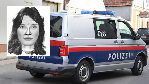 Die Polizei sucht mit diesem Phantombild nach der vermeintlichen Hellseherin. (Bild: Krone KREATIV, LPD NÖ)