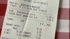 Geschmalzen: 5,80 Euro für einen großen Apfelsaft gespritzt (Bild: "Krone"-Leserreporter)