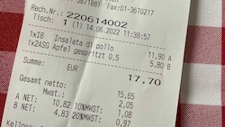 Geschmalzen: 5,80 Euro für einen großen Apfelsaft gespritzt (Bild: "Krone"-Leserreporter)