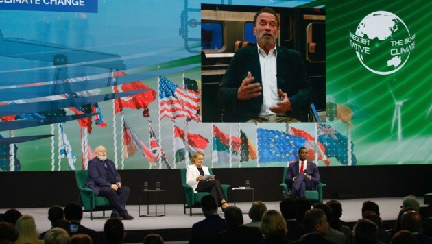 Esta vez, Arnold Schwarzenegger solo estuvo presente en la Cumbre Mundial de Austria a través de una conexión de video.  (Imagen: AP)