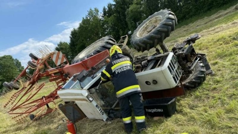 Die Feuerwehr Preding baute den Brandschutz auf und unterstützte bei der Versorgung der Verunglückten. (Bild: FF-Preding)