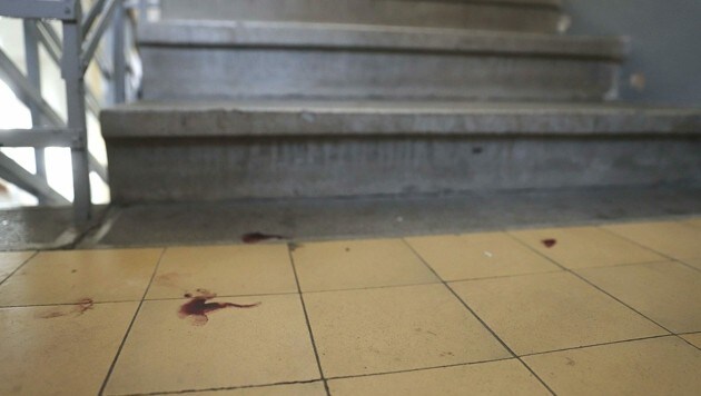 Se encontraron rastros de sangre en el hueco de la escalera.  (Imagen: APA/ALEX HALADA)