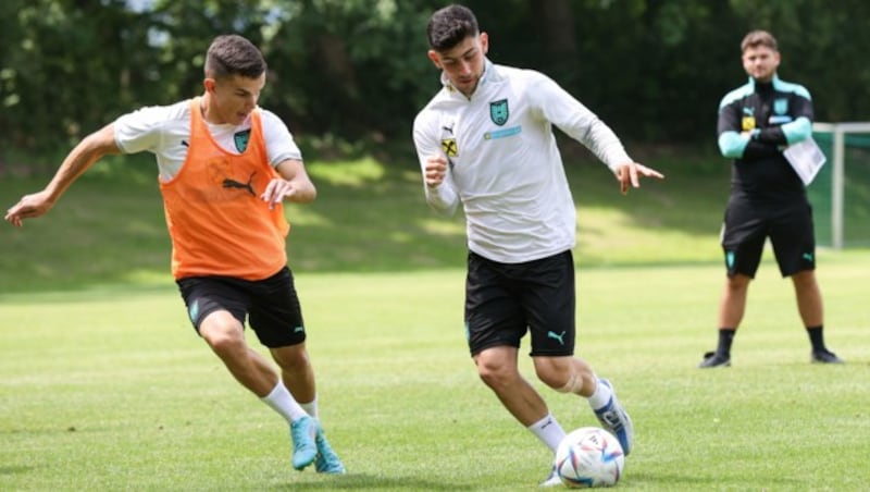 Adis Jasic und Yusuf Demir beim Training (Bild: GEPA pictures)