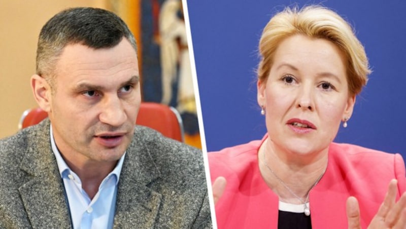 Vitali Klitschko, Franziska Giffey (Bild: AFP/APA/POOL/MICHELE TANTUSSI, Krone KREATIV)