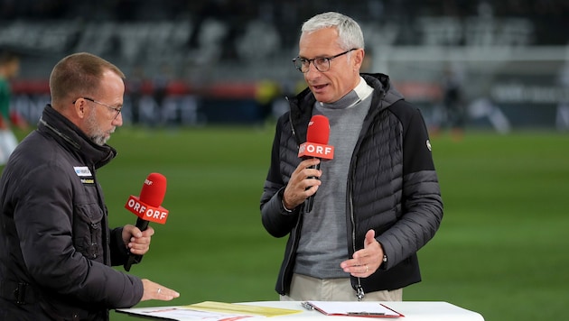 Rainer Pariasek (rechts) und TV-Experte Roman Mählich (Bild: GEPA pictures)