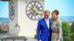 Zum Abschluss ihres Graz-Besuchs besuchte das niederländische Königspaar Wilhelm-Alexander und Maxima den Uhrturm. (Bild: Pail Sepp)