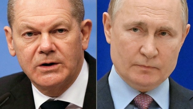 Olaf Scholz und Wladimir Putin (Bild: AFP)