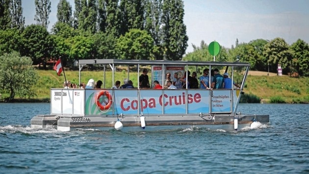 Mit der „Copa Cruise“ gibt es einen neuen Fähr-Service entlang der Donauinsel von der Reichs- bis Jedleseer Brücke. (Bild: Gerhard Bartel)
