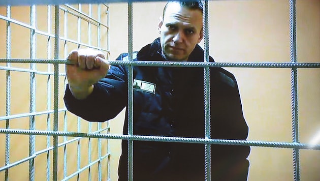 Navalny Ocak ayında bir mahkeme duruşması sırasında (Bild: AP)