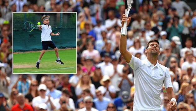 Novak Djokovic und Sohnemann Stefan in Wimbledon (Bild: EPA, AFP)