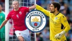 Erling Haaland (li.) und Stefan Ortega vereinen künftig die Kräfte für Manchester City. (Bild: AP, AFP)