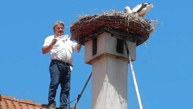 Leo Steinwandtner bringt den Vögeln dreimal täglich Futter. (Bild: Reinhardt Judt)