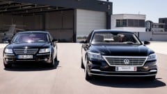 Der nie gebaute VW Phaeton D2 trifft seinen Vorfahren (Bild: Volkswagen)