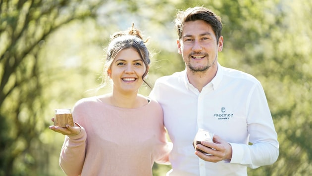 Hannah Aitzetmüller und Patrick Pangerl gründeten „freemee“, eine Kosmetik zur Gesichtspflege. (Bild: Markus Wenzel)