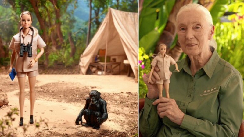 Affen-Forscherin Jane Goodall liebt ihre Barbie-Puppe. (Bild: Jane Goodall Institute)