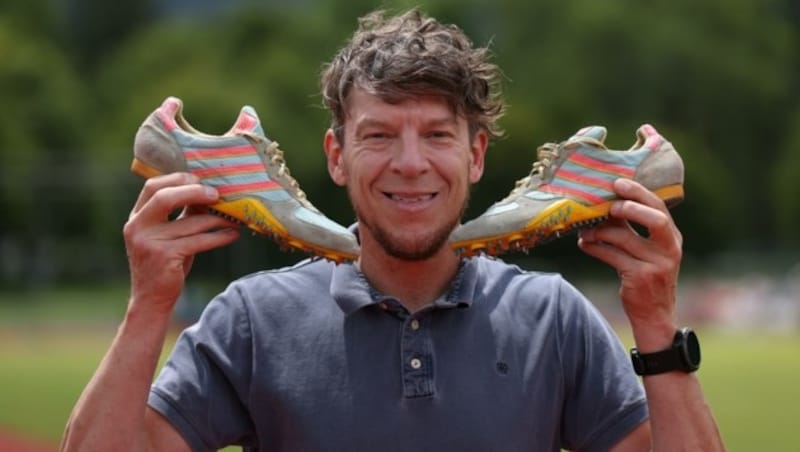 Die Schuhe, mit denen Wildner 1992 den 800-Meter-Rekord aufstellte. (Bild: Tröster Andreas)