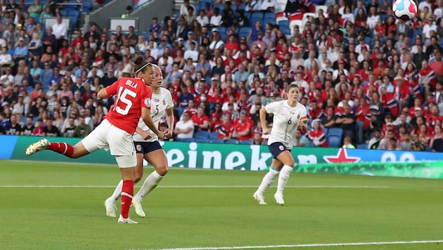Nicole Billa trifft zum 1:0 gegen Norwegen (Bild: GEPA pictures)